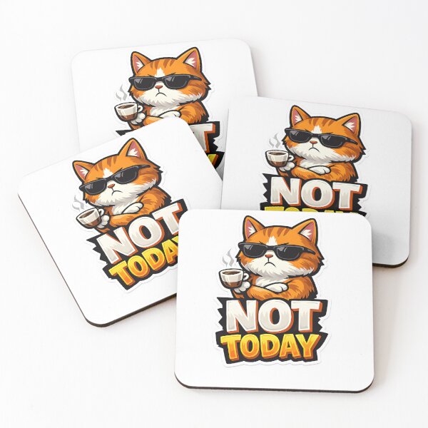 Item preview, Funny Cat Sticker "Not Today" – Cute Sassy Cat with Coffee, Laptop Sticker, Aesthetic Waterproof Vinyl Decal designed and sold by StickoStore.