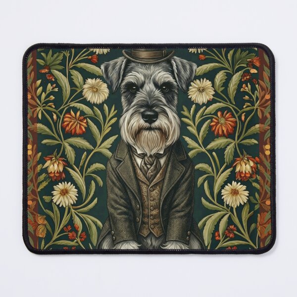 Item preview, Dapper Schnauzer Dog Victorian Floral Portrait designed and sold by AntiqueImages.