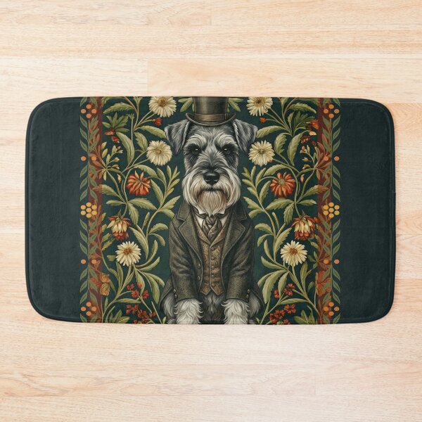 Item preview, Dapper Schnauzer Dog Victorian Floral Portrait designed and sold by AntiqueImages.
