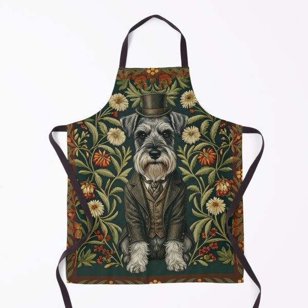 Item preview, Dapper Schnauzer Dog Victorian Floral Portrait designed and sold by AntiqueImages.