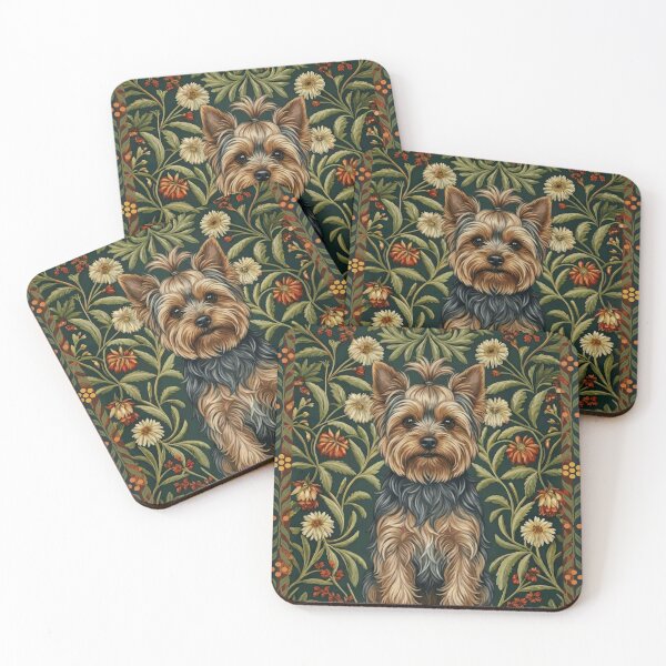 Item preview, Yorkshire Terrier Dog Arts Crafts Floral Design designed and sold by AntiqueImages.