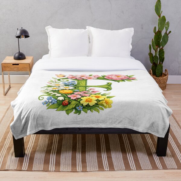 Aperçu de l'œuvre Magie printanière pour maman – Monogramme floral personnalisé F créée et vendue par CoolContent Factory.