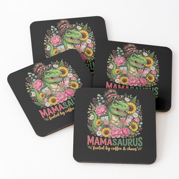 Item preview, Mamasaurus Fueled By Coffee & Chaos Motherhood Mom Life Dinosaur designed and sold by SofenArt.