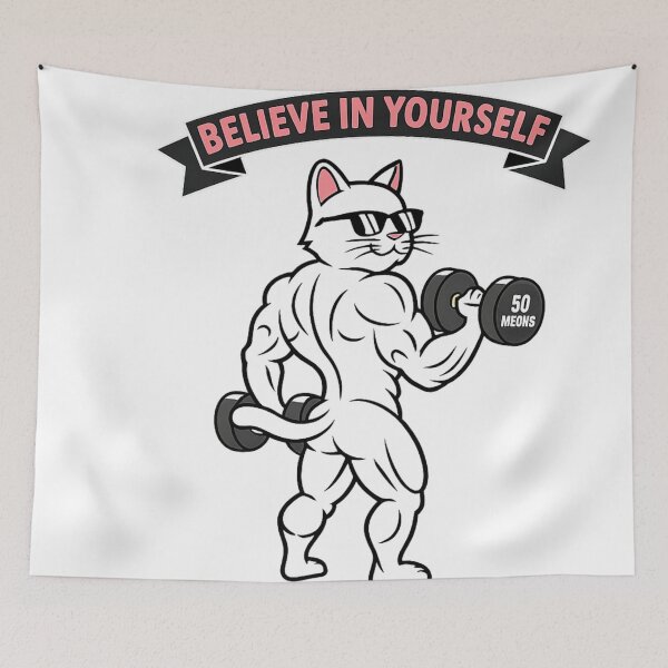 Item preview, Believe in Yourself - Motivational Workout Cat designed and sold by Artiviose.