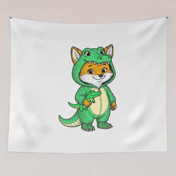 Item preview, A fox cub in a kigurumi crocodile designed and sold by krabbaraban.