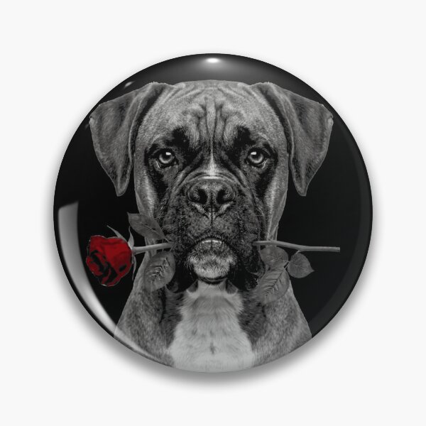 Item preview, Boxer with Rose Vintage Black and White Dog designed and sold by FiscalFashions.