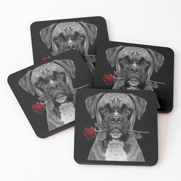 Item preview, Boxer with Rose Vintage Black and White Dog designed and sold by FiscalFashions.
