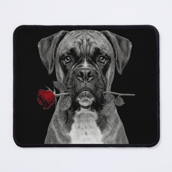 Item preview, Boxer with Rose Vintage Black and White Dog designed and sold by FiscalFashions.