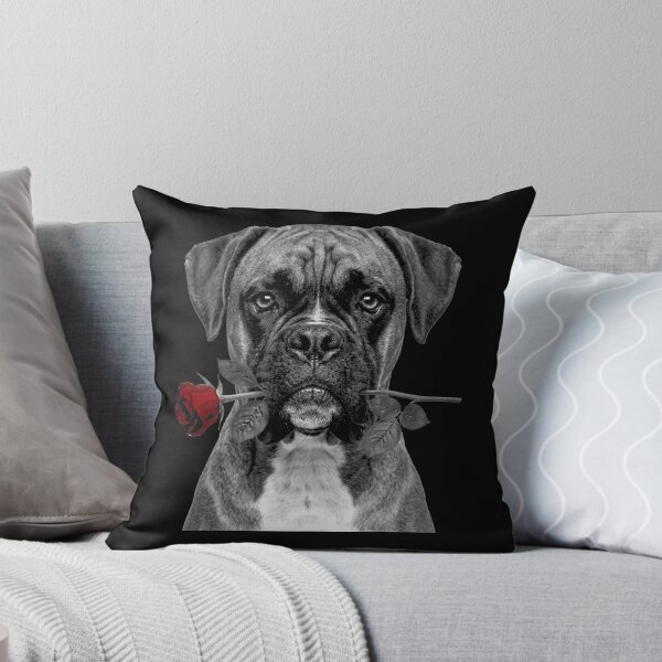 Item preview, Boxer with Rose Vintage Black and White Dog designed and sold by FiscalFashions.