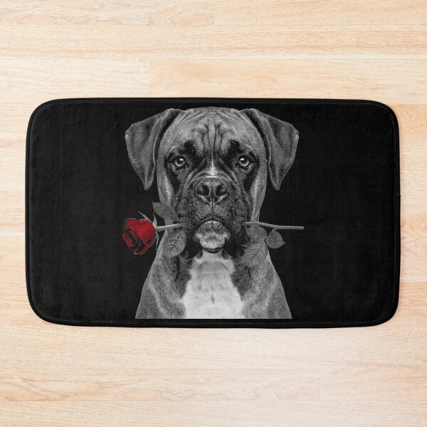Item preview, Boxer with Rose Vintage Black and White Dog designed and sold by FiscalFashions.