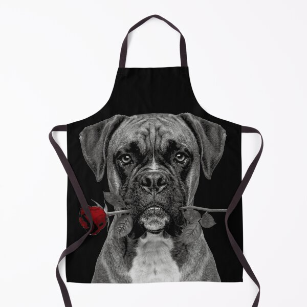 Item preview, Boxer with Rose Vintage Black and White Dog designed and sold by FiscalFashions.
