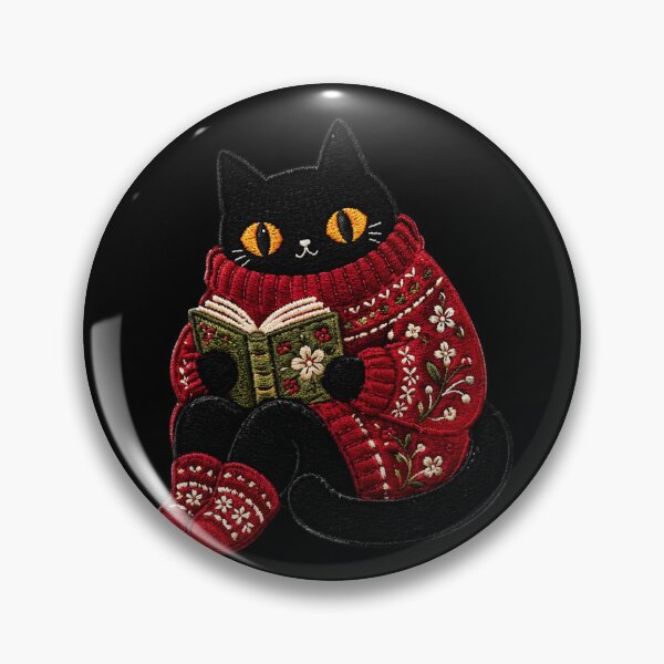 Item preview, Cozy Bookworm Cat in Knitted Sweater – Cute Reading Black Cat Aesthetic Illustration designed and sold by ColorSplash123.