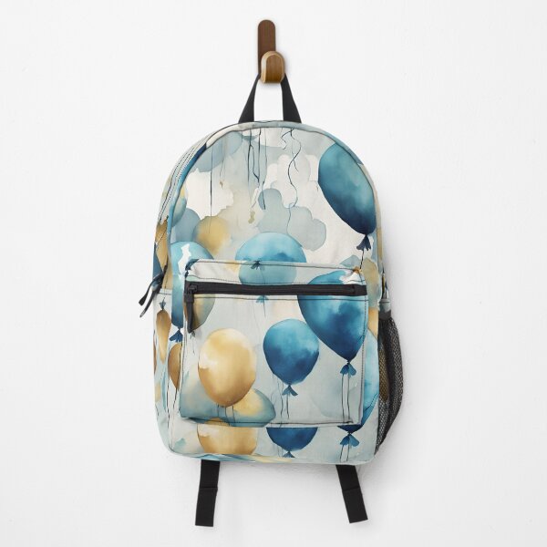 Item preview, Watercolor blue teal and gold balloons pattern designed and sold by Shelley Loewnau-Jones Studio.