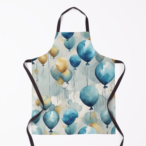 Item preview, Watercolor blue teal and gold balloons pattern designed and sold by Shelley Loewnau-Jones Studio.