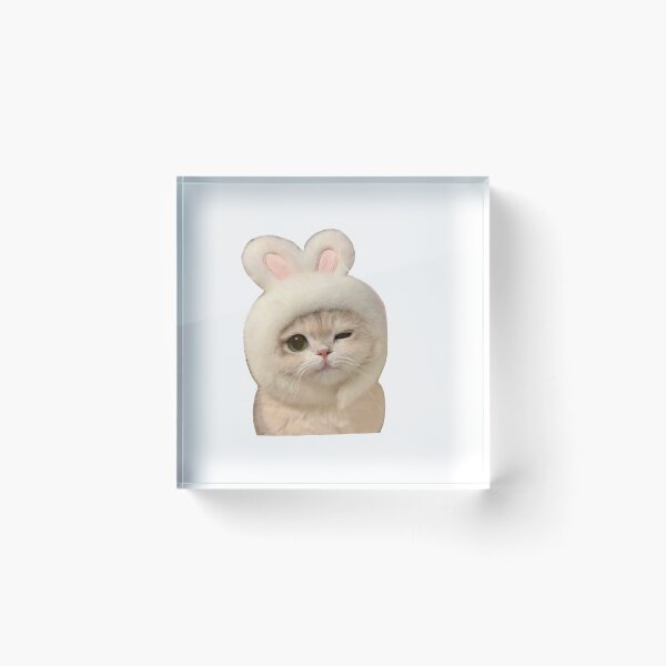 Item preview, cute winking bunny cat meme designed and sold by mikrocosmox.