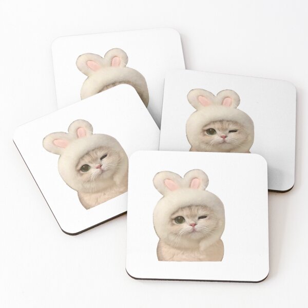 Item preview, cute winking bunny cat meme designed and sold by mikrocosmox.