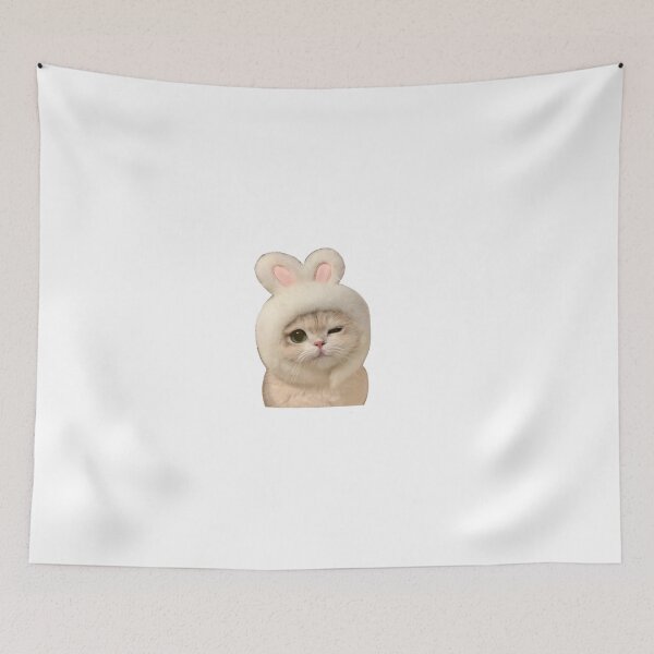 Item preview, cute winking bunny cat meme designed and sold by mikrocosmox.