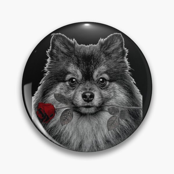 Artikelvorschau, Pomeranian mit Rose Vintage Schwarz-Weißer Hund entworfen und verkauft von FiscalFashions.