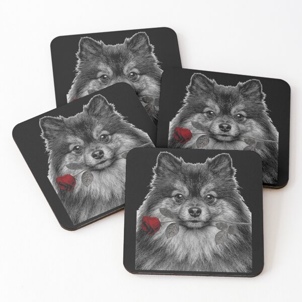Artikelvorschau, Pomeranian mit Rose Vintage Schwarz-Weißer Hund entworfen und verkauft von FiscalFashions.