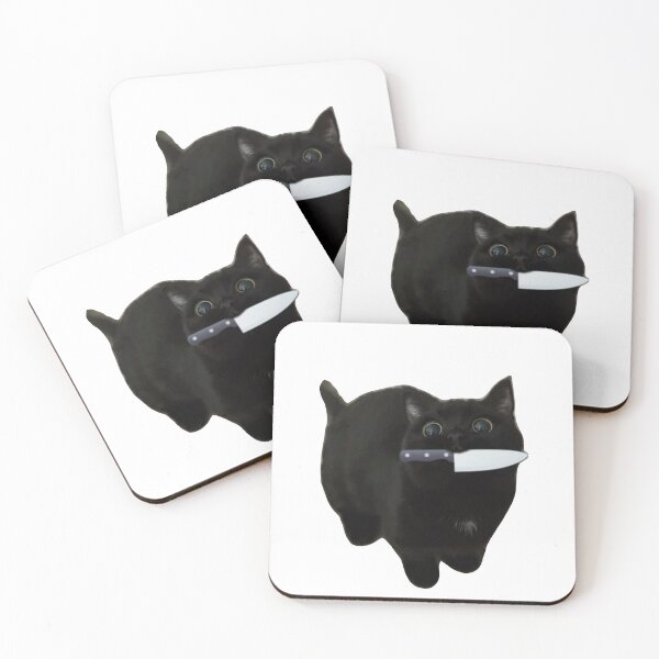 Item preview, funny black cat holding  kife meme designed and sold by mikrocosmox.