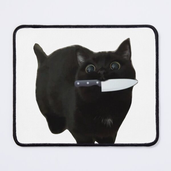Item preview, funny black cat holding  kife meme designed and sold by mikrocosmox.