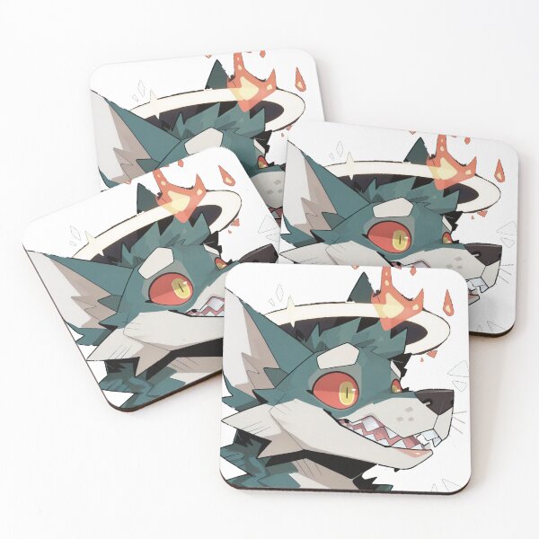 Item preview, Teal Fallen Angel Wolf with Fire Halo designed and sold by KaMow.