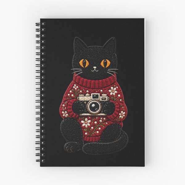 Item preview, Photographer Cat with Vintage Camera – Cute Black Cat in Red Sweater Aesthetic designed and sold by ColorSplash123.