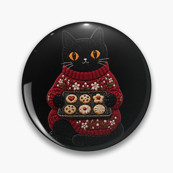 Item preview, Baking Cat with Cookies in Red Sweater – Cute Cozy Black Cat Kitchen Aesthetic designed and sold by ColorSplash123.