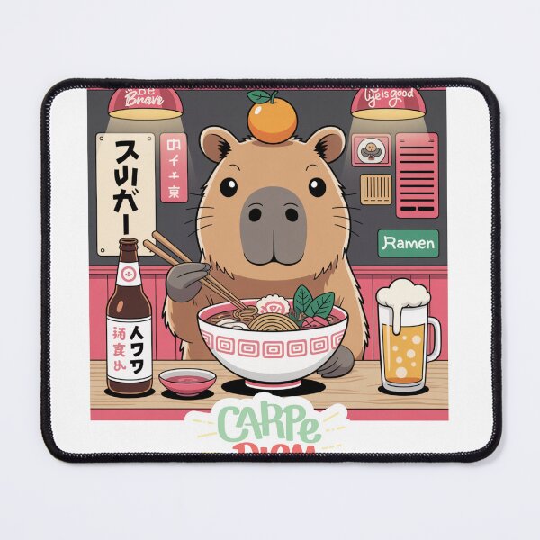 Item preview, Carpe Diem Capybara Eating Ramen designed and sold by Hiya Future.