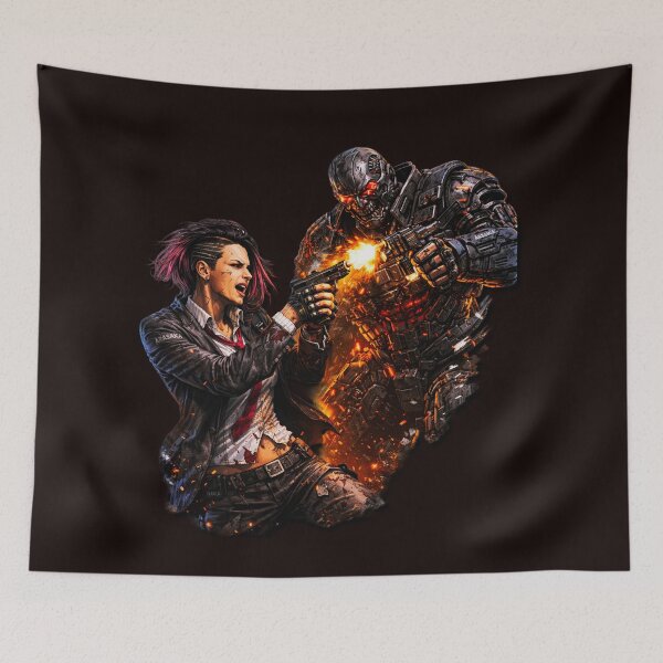 Item preview, cyberpunk valerie vs adam smasher fight cyberpunk 2077 boss battle gun fight designed and sold by HIGHSQUARE.