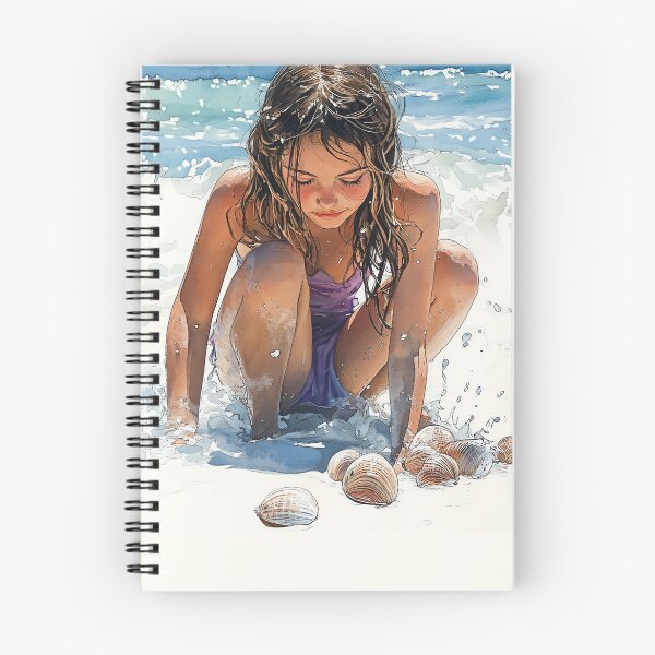 Item preview, Sun-Kissed Treasures: Girl Collecting Shells by the Sea designed and sold by Banal25.