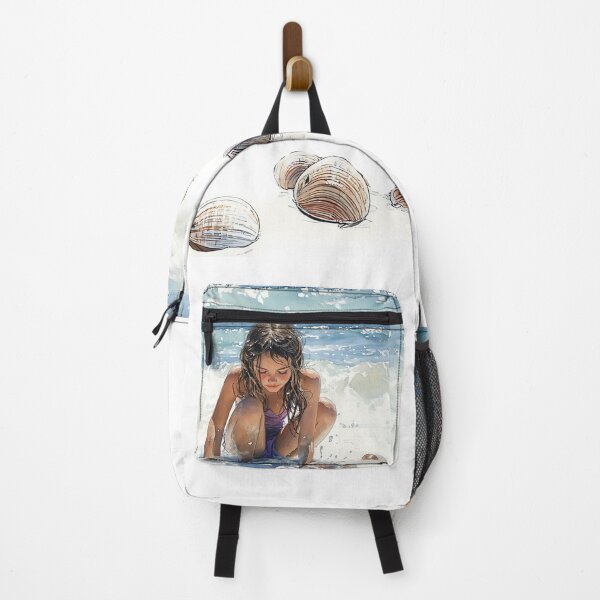 Item preview, Sun-Kissed Treasures: Girl Collecting Shells by the Sea designed and sold by Banal25.