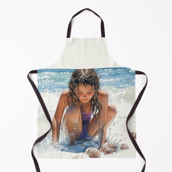 Item preview, Sun-Kissed Treasures: Girl Collecting Shells by the Sea designed and sold by Banal25.