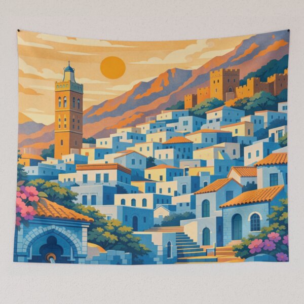 Item preview, Chefchaouen Morocco Vintage Travel Poster designed and sold by MatthewHeights.