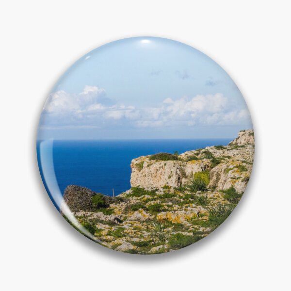 Item preview, Rocky Coastal Cliffs Overlooking Deep Blue Sea Under Clear Sky With Wild Grass designed and sold by Nmallia.