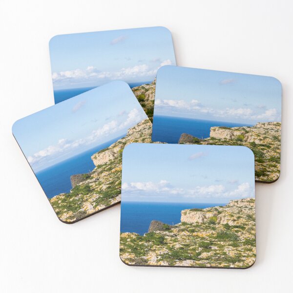Item preview, Rocky Coastal Cliffs Overlooking Deep Blue Sea Under Clear Sky With Wild Grass designed and sold by Nmallia.