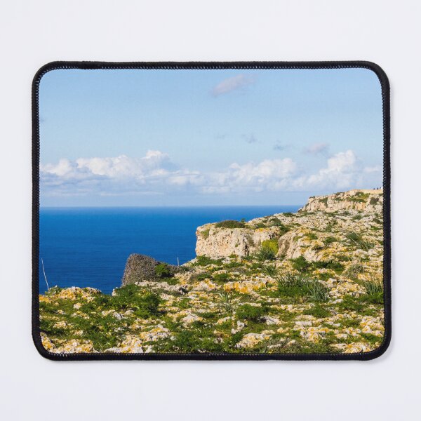 Item preview, Rocky Coastal Cliffs Overlooking Deep Blue Sea Under Clear Sky With Wild Grass designed and sold by Nmallia.