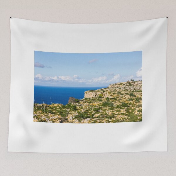 Item preview, Rocky Coastal Cliffs Overlooking Deep Blue Sea Under Clear Sky With Wild Grass designed and sold by Nmallia.