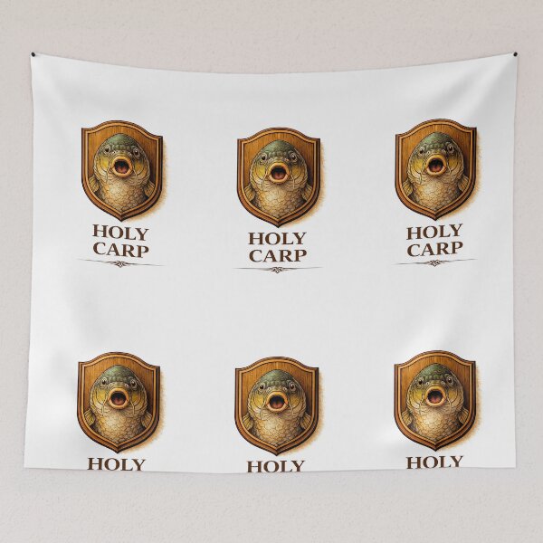 Item preview, Holy Carp – Vintage Taxidermy Fish Pun Illustration designed and sold by Grand Illusions.