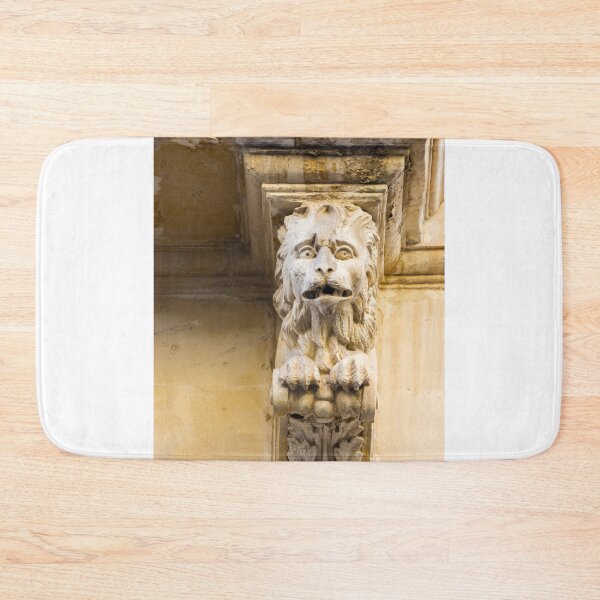 Item preview, Ornamental Lion Sculpture Corbel on Aged Stone Architecture Façade Decorative Carved Detail designed and sold by Nmallia.