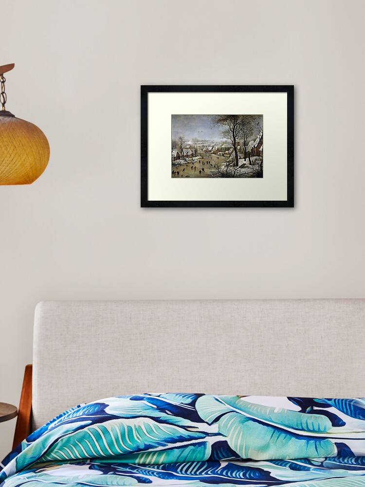 Winter Landscape With Skaters And Bird Trap Pieter Bruegel The Elder Framed Art Print By Themasters Redbubble