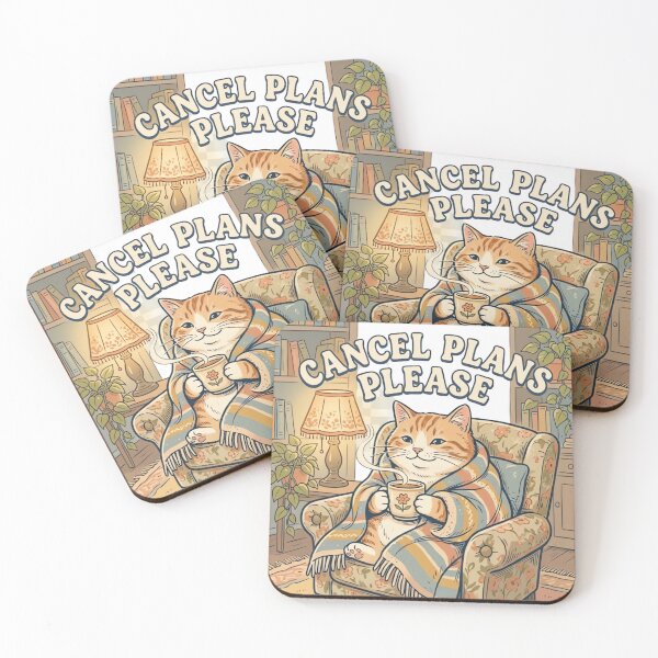 Item preview, Cancel Plans Please Cozy Cat Retro Vintage Homebody Illustration designed and sold by urbinet.