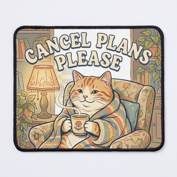 Item preview, Cancel Plans Please Cozy Cat Retro Vintage Homebody Illustration designed and sold by urbinet.