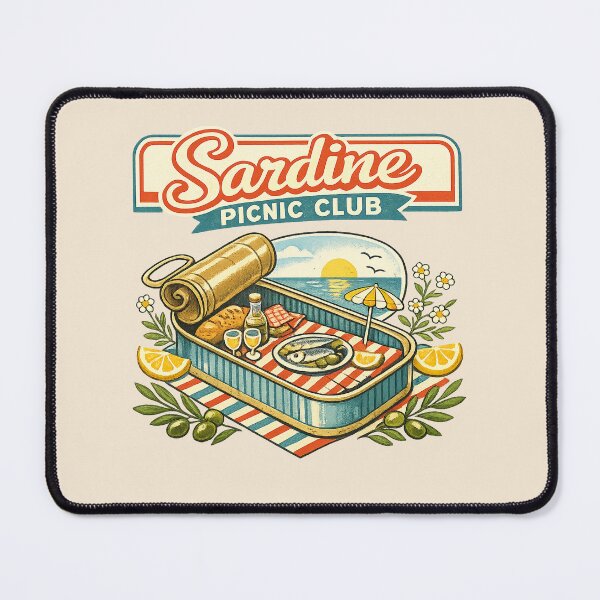 Item preview, Sardine Picnic Club Vintage Coastal Foodie Summer Illustration designed and sold by Bratak.