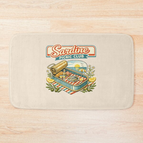 Item preview, Sardine Picnic Club Vintage Coastal Foodie Summer Illustration designed and sold by Bratak.