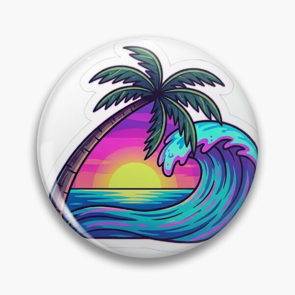 Item preview, Venti Tropical Wave Scene Vaporwave Sticker designed and sold by Venti waves.