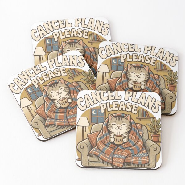 Item preview, Cancel Plans Please Cute Cozy Cat Retro Vintage Tea Lover Design designed and sold by urbinet.