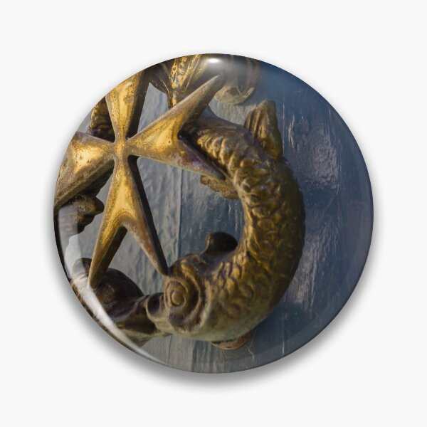 Item preview, Vintage Antique Brass Door Knocker With Star And Fish Motif On Blue Painted Door designed and sold by Nmallia.