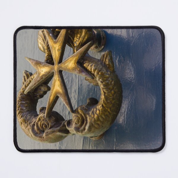 Item preview, Vintage Antique Brass Door Knocker With Star And Fish Motif On Blue Painted Door designed and sold by Nmallia.