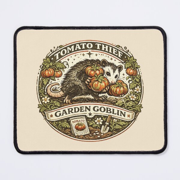 Item preview, Tomato Thief Garden Goblin Cottagecore Possum Garden Print designed and sold by Bratak.